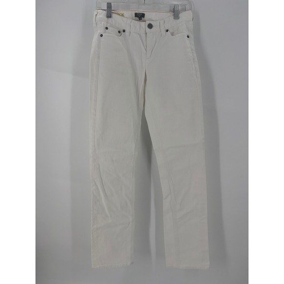J. Crew White Stretch Denim Jeans Embellished Kiss Back‎ Pocket Women 27R - Picture 2 of 12